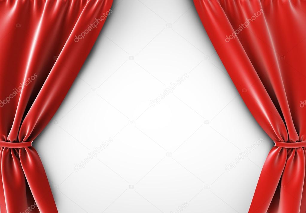 red curtain at white background, 3d render