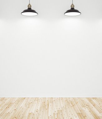 Ahşap laminat duvar ve lambalar