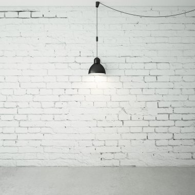 brick room with ceiling lamps clipart