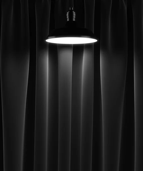 Lampe und schwarze Vorhänge — Stockfoto