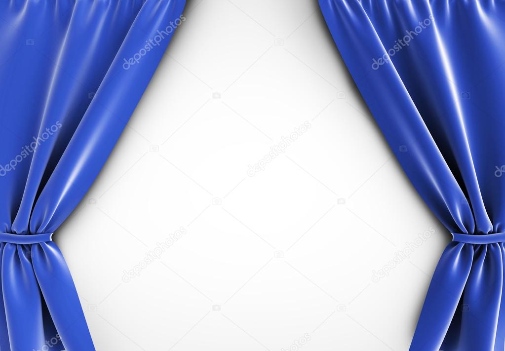 blue curtain at white background, 3d render