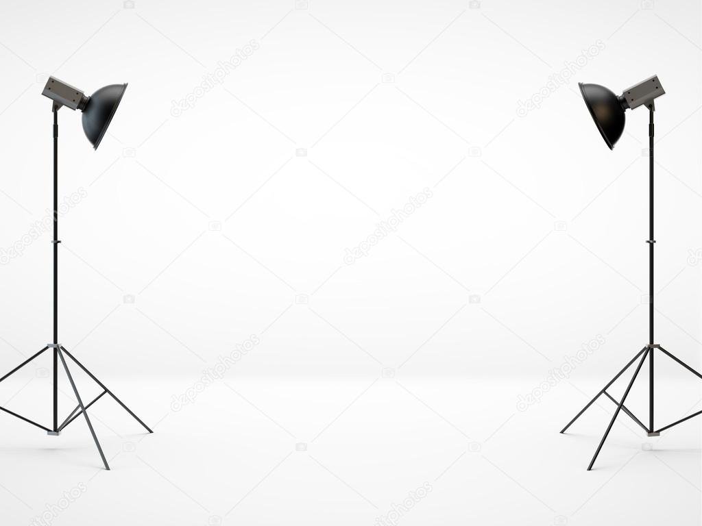 white studio with two light set-up