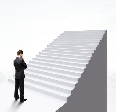 düşünme işadamı merdiven ayakta