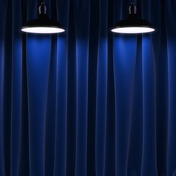 Дві лампи і чорні штори — стокове фото