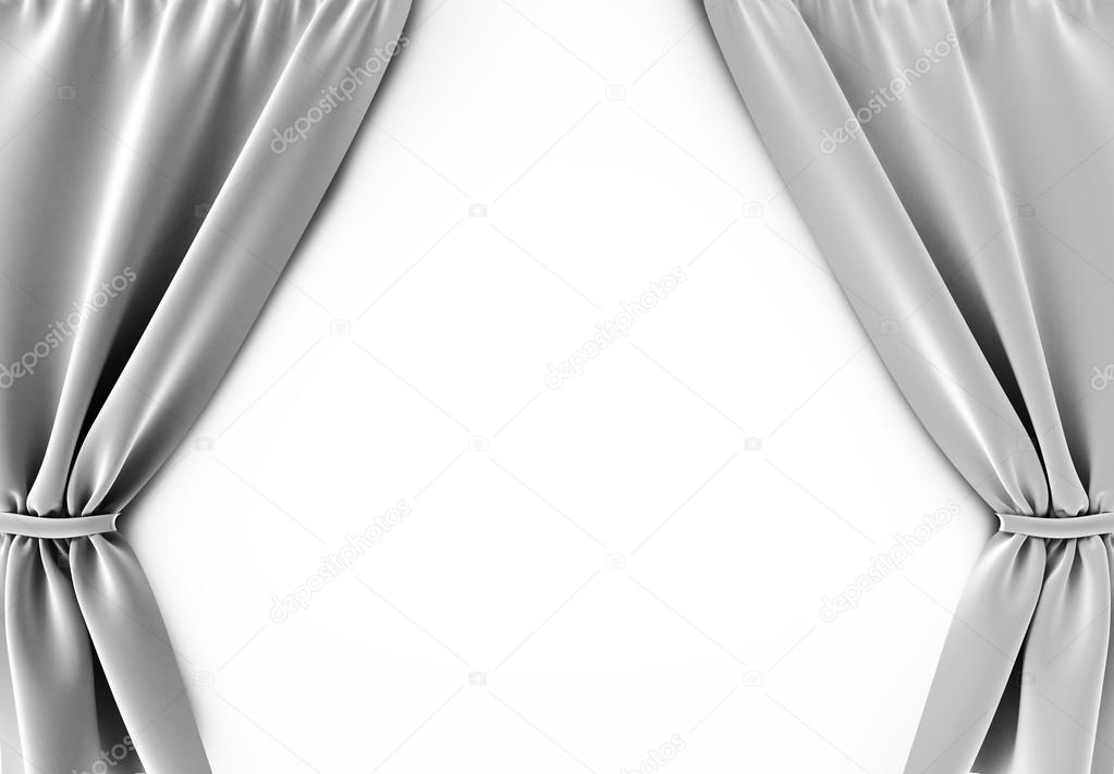 gray curtain at white background, 3d render