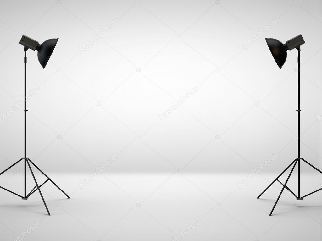 white studio with two light set-up, 3d rendering