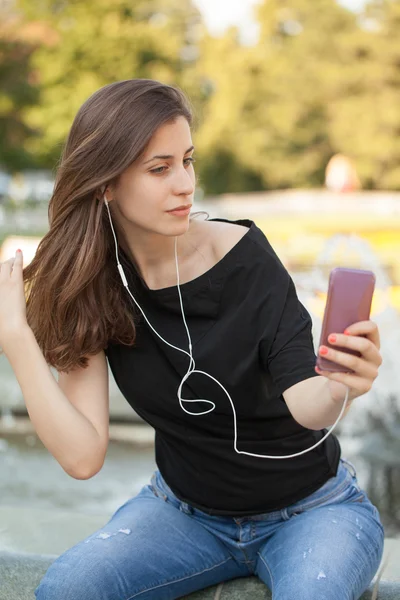 Woman listens music
