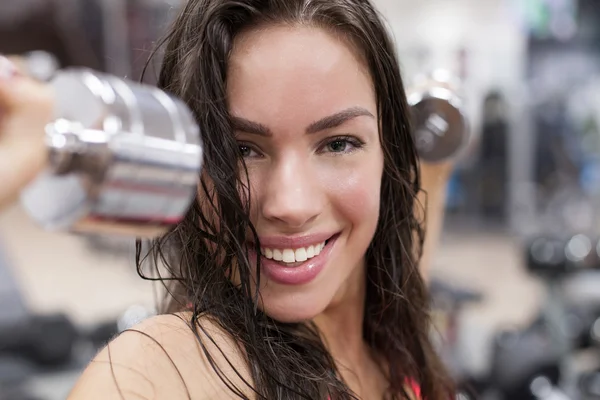 Fitness-Female Lifting Weights — Stock Photo, Image