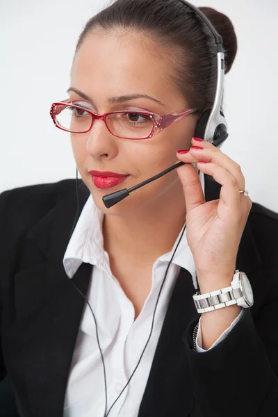 Kvinna med headset — Stockfoto