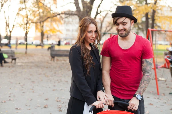 Young couple with baby — Stock Photo, Image