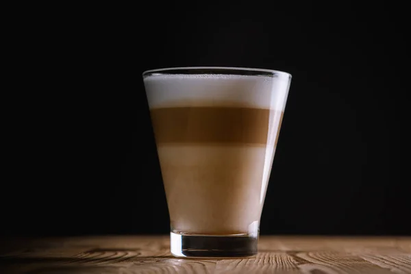 Café Latte Macchiato Lager Kaffe Ett Glas Kaffe Kopp Koppen — Stockfoto