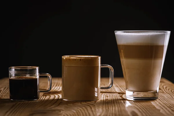 Café Latte Macchiato Americano Med Lager Kaffe Kopp Glas Kaffe — Stockfoto