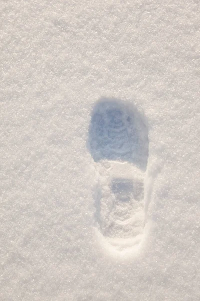 Menselijke Voetafdruk Verse Sneeuw — Stockfoto