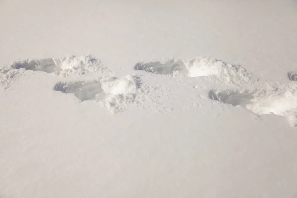 Menselijke Voetafdrukken Diepe Sneeuw — Stockfoto