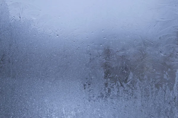 Красиві Крупним Планом Зимове Вікно Покриттям Блискучі Візерунки Крижаних Морозів — стокове фото