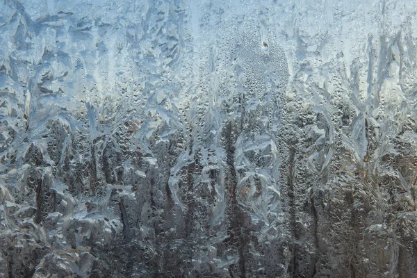Όμορφη Closeup Χειμερινό Παράθυρο Επίστρωση Υαλοπίνακα Γυαλιστερό Παγωμένα Μοτίβα — Φωτογραφία Αρχείου