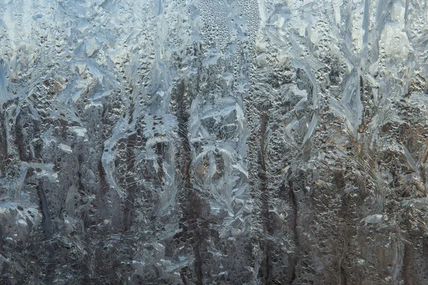Bela Closeup Inverno Janela Painel Revestido Brilhante Gelado Padrões — Fotografia de Stock