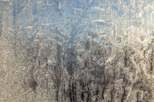 Beautiful Closeup Winter Window Pane Coated Shiny Icy Frost Patterns Stock Photo