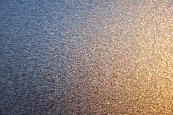 Beautiful Closeup Winter Window Pane Coated Shiny Icy Frost Patterns — Stock Photo, Image