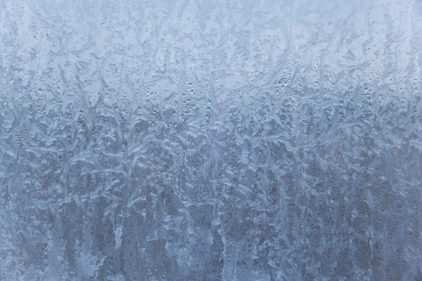 Schöne Nahaufnahme Winter Fensterscheibe Beschichtet Glänzend Eisig Frost Muster — Stockfoto