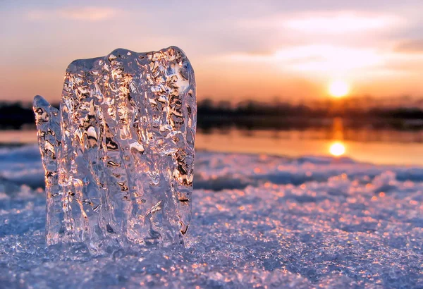 Piece Ice Sunset — Stock Photo, Image
