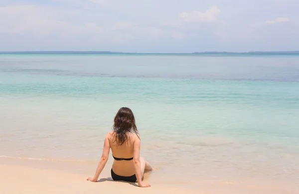 Femme sur la plage, Panama — Photo