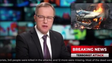 TV haber spikeri terörist saldırısıyla ilgili son dakika haberi veriyor