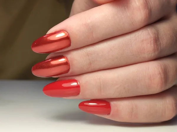 Kerst Nagel Kunst Manicure Winter Vakantie Stijl Heldere Manicure Met — Stockfoto