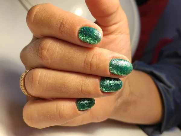 Weihnachten Nail Art Maniküre Winter Urlaub Stil Helle Maniküre Mit — Stockfoto