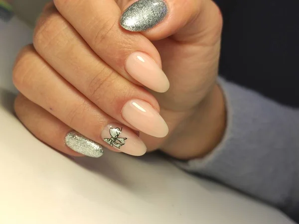 Fashion Manicure Van Nagels Een Mooie Texturale Achtergrond — Stockfoto