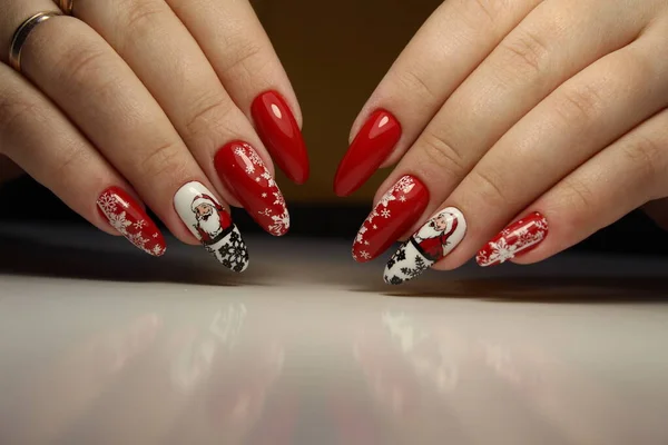 Mooie Manicure Van Nagels Achtergrond Van Een Modieuze Textuur — Stockfoto