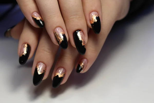 Manicura Uñas Navidad Invierno Estilo Vacaciones Brillante Manicura Con Gemas — Foto de Stock