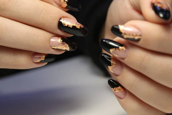 Kerst Nagel Kunst Manicure Winter Vakantie Stijl Heldere Manicure Met — Stockfoto