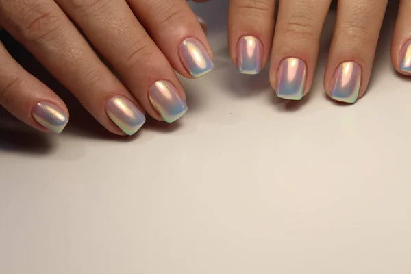 Manicura Uñas Navidad Invierno Estilo Vacaciones Brillante Manicura Con Gemas — Foto de Stock