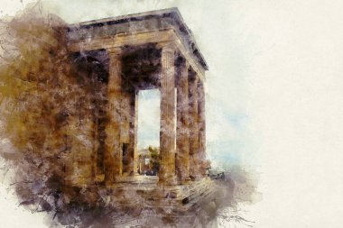 Akropolis 'te sütunlar yerine sütunların ünlü verandası olan Tapınak Erekteyonu