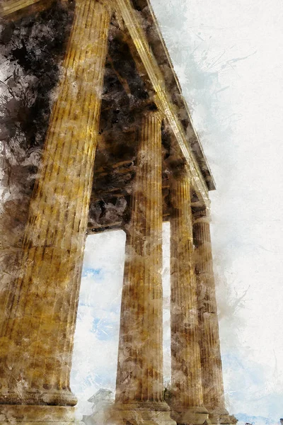 Temple Erechtheion avec le célèbre porche des caryatides au lieu de colonnes dans l'Acropole — Photo