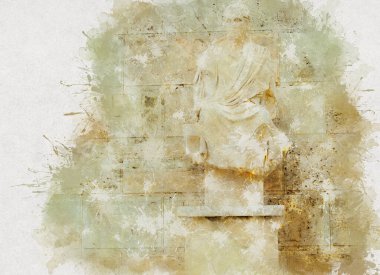 Atina, Yunanistan ve Akropolis 'te suluboya resimleri Antik anıtlar