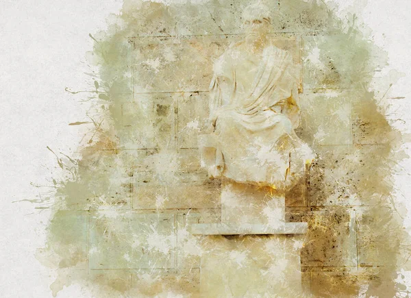 Akvarell illusztrációk Ókori műemlékek Athén, Görögország, Akropolisz — Stock Fotó