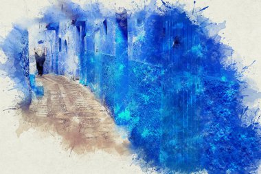 Şef, mavi boyalı evleri olan bir şehir. Dar, güzel, mavi sokakları olan bir şehir..