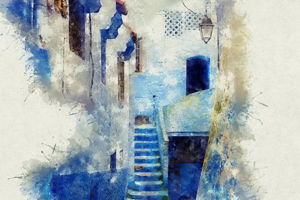 Şef, mavi boyalı evleri olan bir şehir. Dar, güzel, mavi sokakları olan bir şehir..