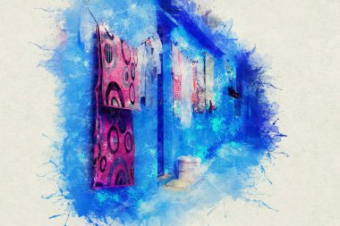 Şef, mavi boyalı evleri olan bir şehir. Dar, güzel, mavi sokakları olan bir şehir..