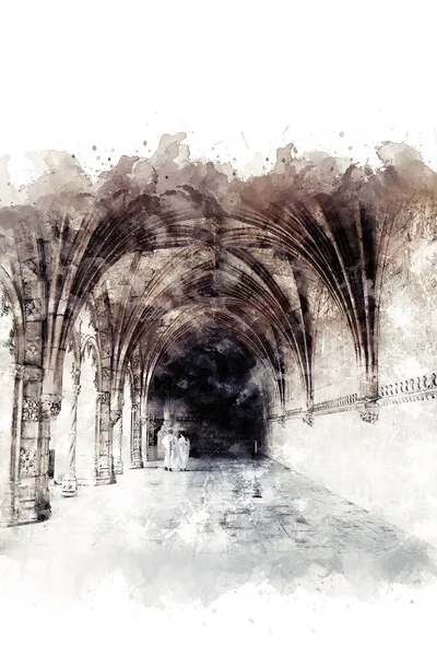 Image de l'arche des arches à l'intérieur du bâtiment, après-midi ensoleillé, Lisbonne, Portugal — Photo