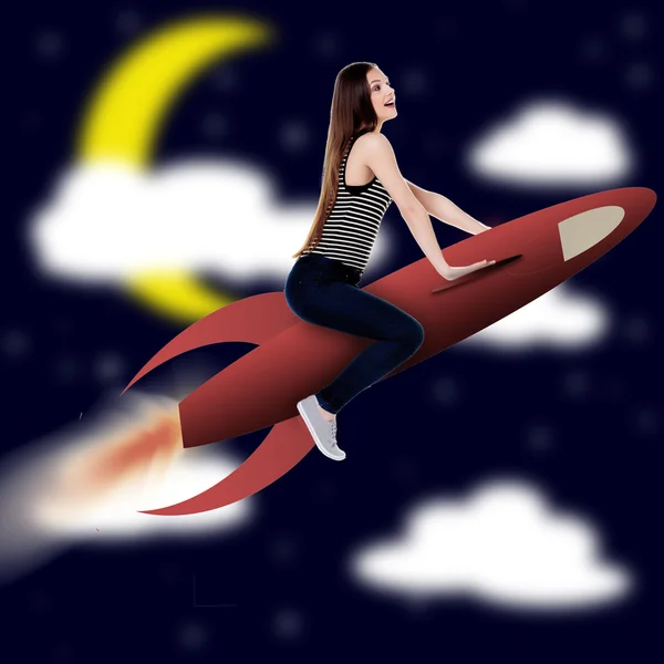 Rocket woman. — Stock Photo, Image