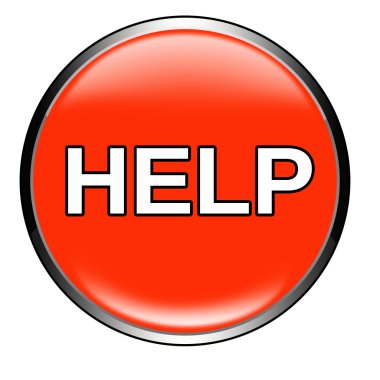 Beyaz zemin üzerine kırmızı Yardım düğmesi illüstrasyon.