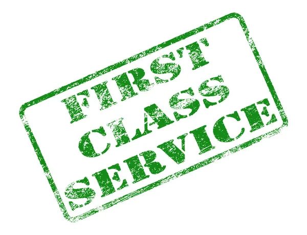 Stamp with words first class service in green over white. — Stock Photo, Image