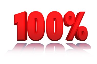 3D yüzde 100 indirim bir beyaz üzerine kırmızı harflerle.