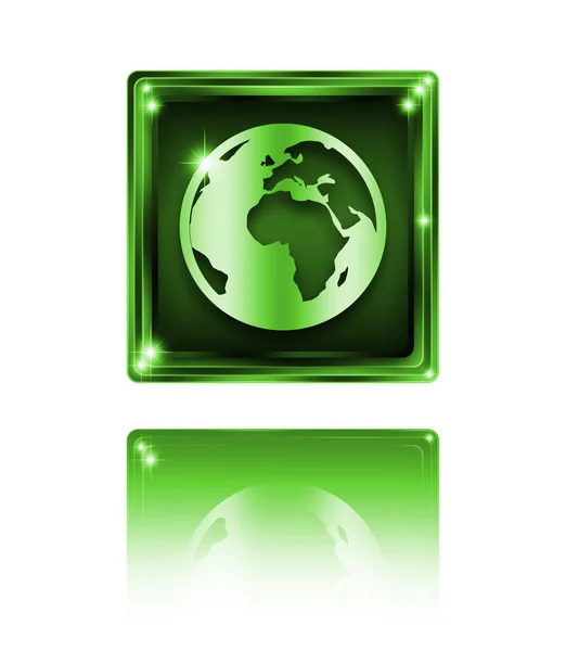 Earth icon button. — Stock Photo, Image