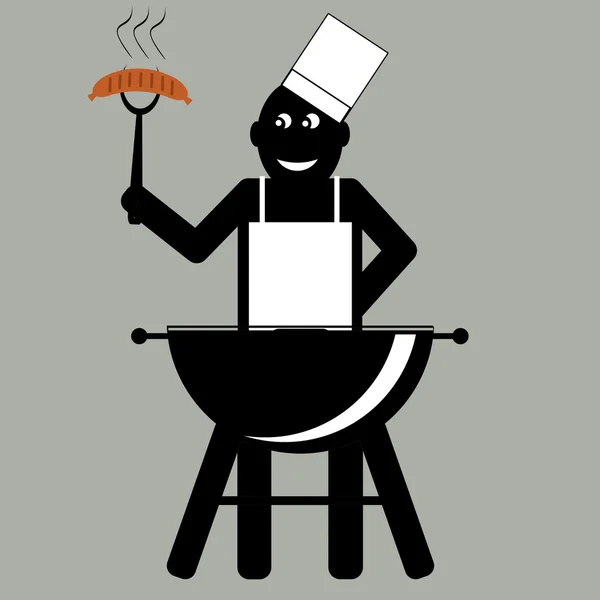 Ilustrace kuchař dělat bbq. — Stock fotografie