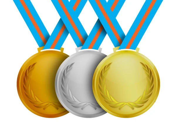 Złote, srebrne i brązowe medale. — Zdjęcie stockowe