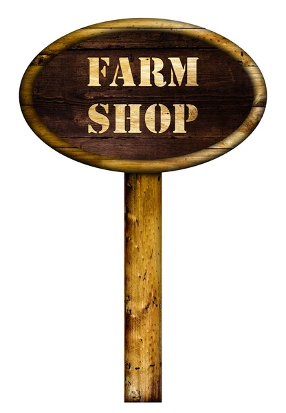 Wooden farm shop sign. — Stock Photo, Image